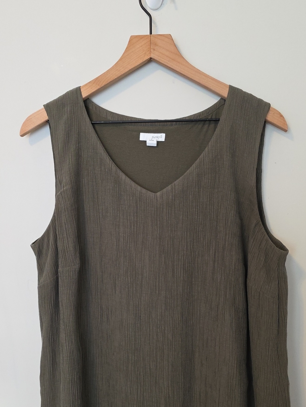 Pure Jill Textured V Neck Handkerchief Hem Dress L